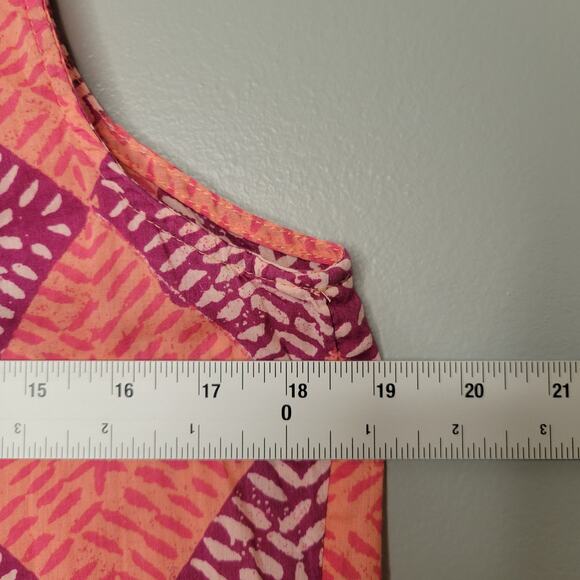 Sigrid Olsen Pink Tank Top Women's Size S Colorful Geometric Cotton Boho Blouse - Picture 5 of 7